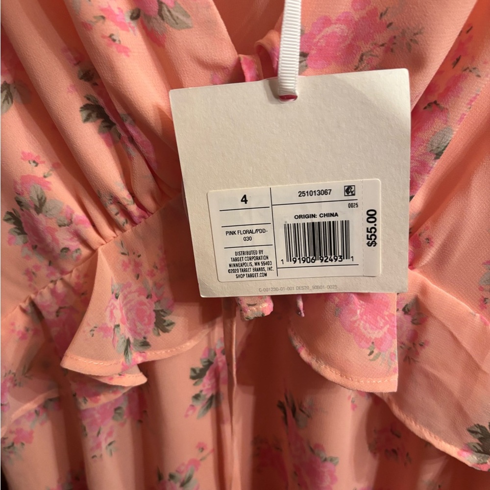 NWT LoveShackFancy Pink Floral Midi Dress - Picture 2 of 3